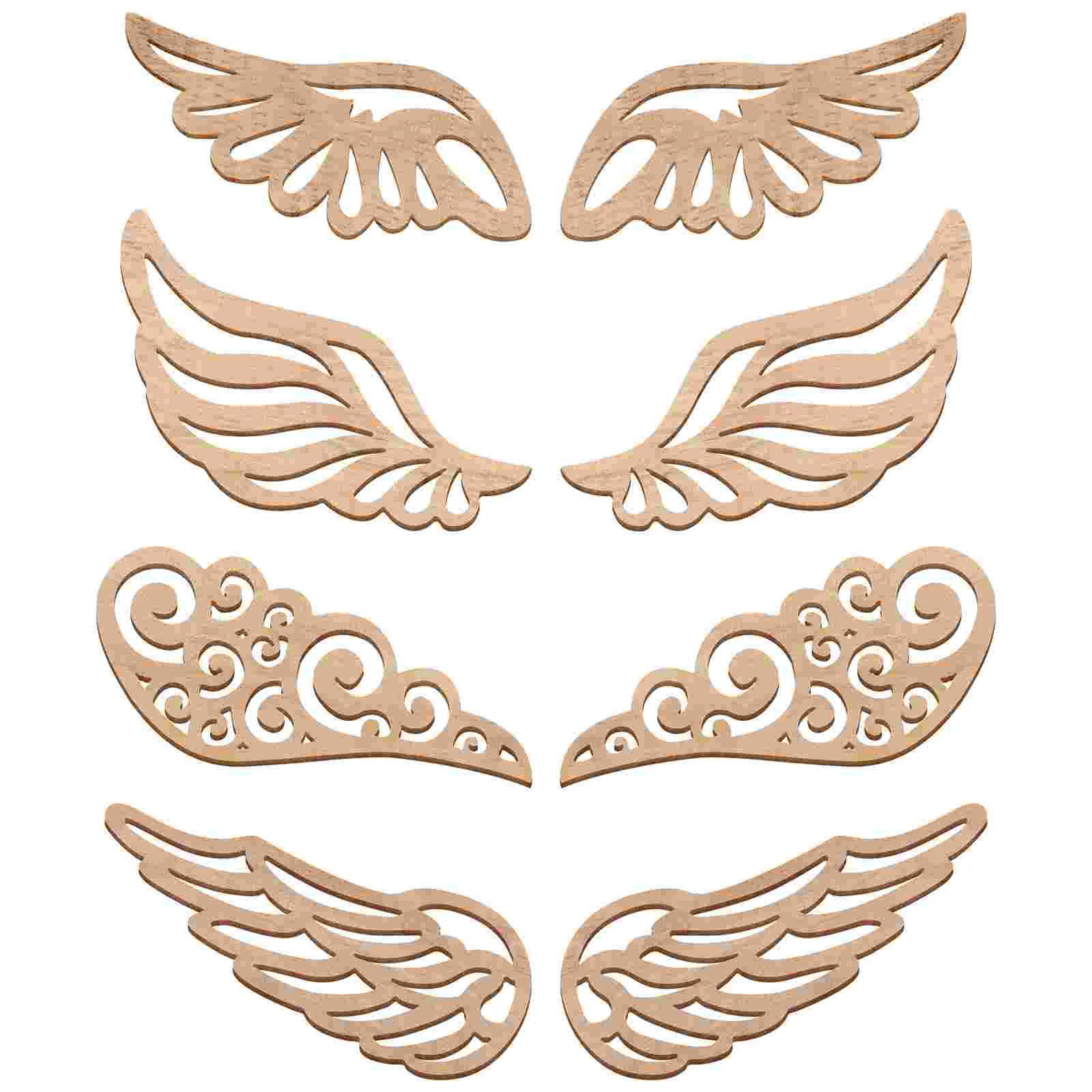 

80 Pcs Crafts for Girls Wooden Angel Wings Embellishments Fairy Unfinished Slices Khaki Baby