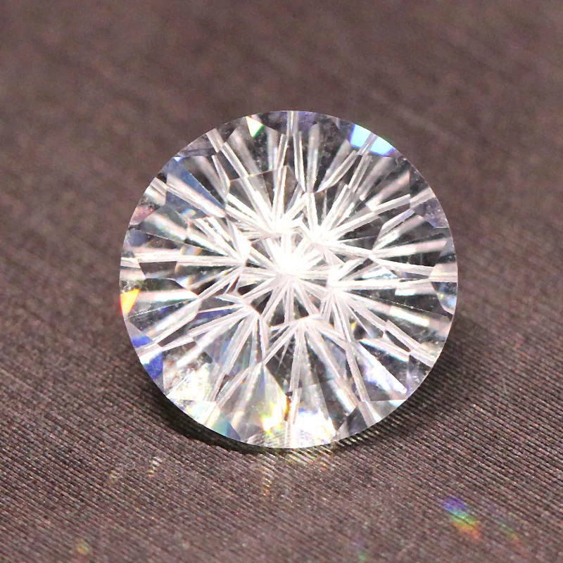 White zircon round firework cut CZ stone beads for jewelry making 8mm women Shiny chrysanthemum
