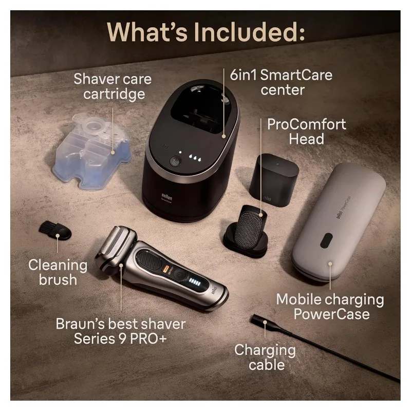 Braun Series 9 PRO+ Electric Shaver for Men, Shaving Kit with 5 Pro Shave Elements and ProComfort Head, SmartCare Center