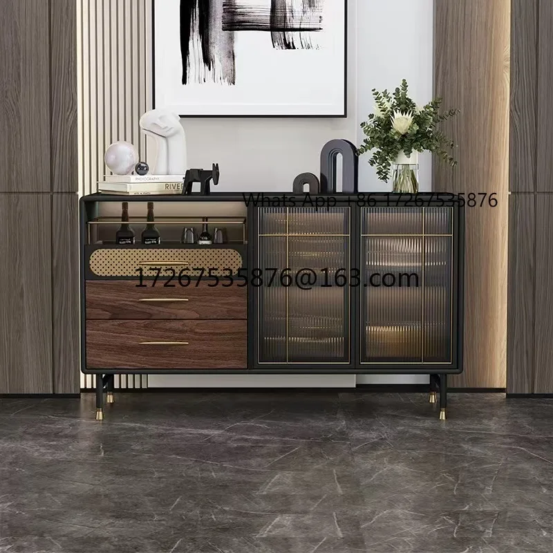 

Italian light luxury dining side cabinet simple restaurant high-end glass wine cabinet shelf medieval storage decorative cabinet