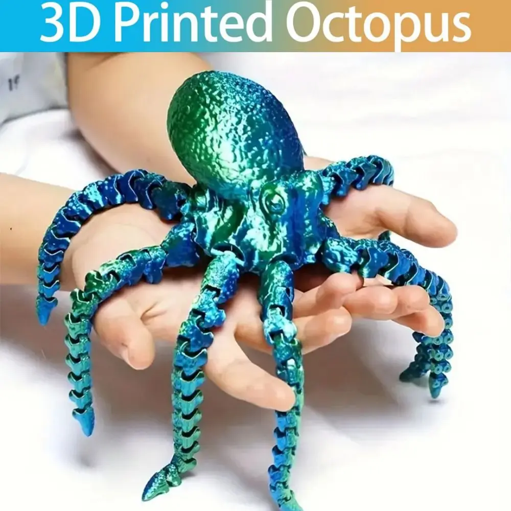 3D Printed Octopus Ornament Creative Durable Active Joint 3D Octopus Ornament Cartoon Octopus Model Hotography Props