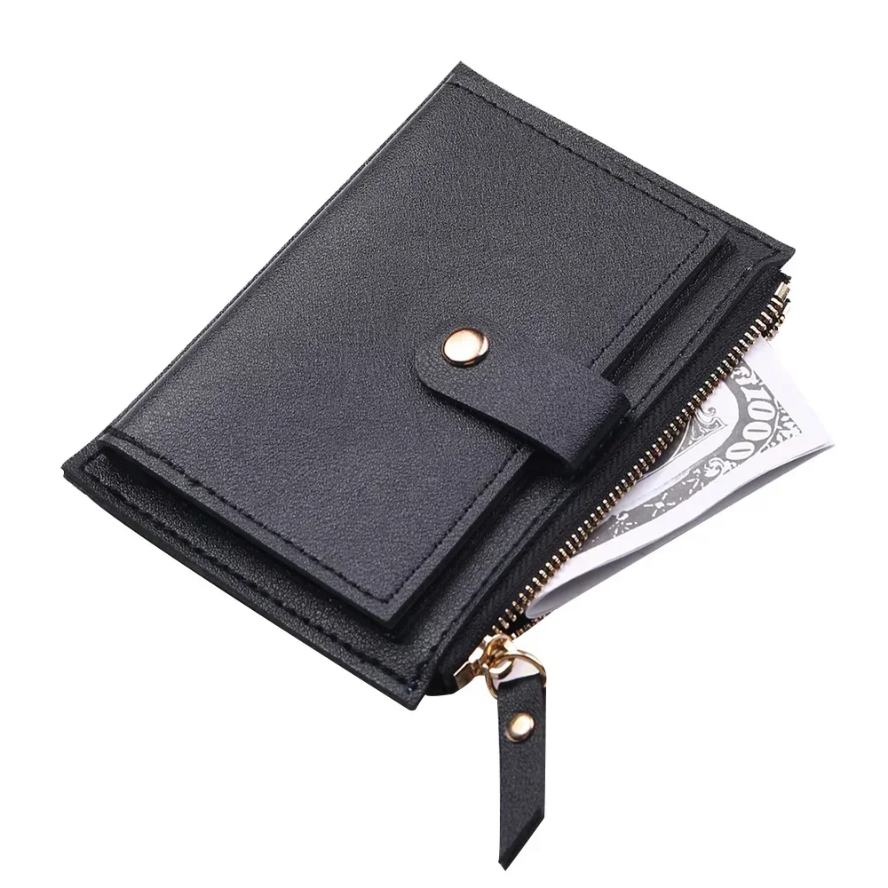 Women Fashion Small Wallet Purse Solid Color PU Leather Mini Coin Purse Wallet Credit Card Holder Bags Zipper Coin Purse