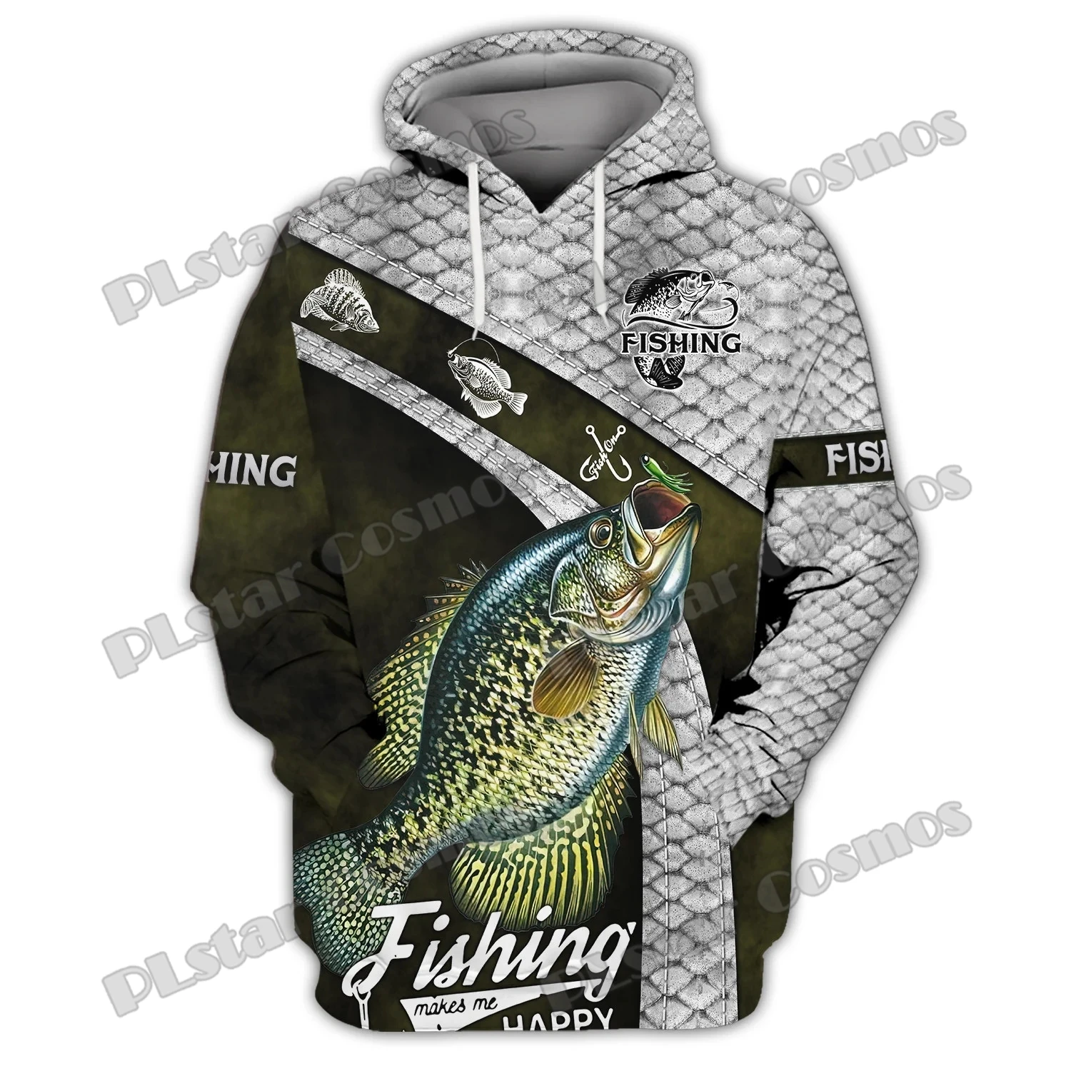 PLstar Cosmos Crappie Fishing 3D All Over Printed Fashion Men's Hoodie & Sweatshirt Autumn Unisex Casual zipper Hoodie QDY36