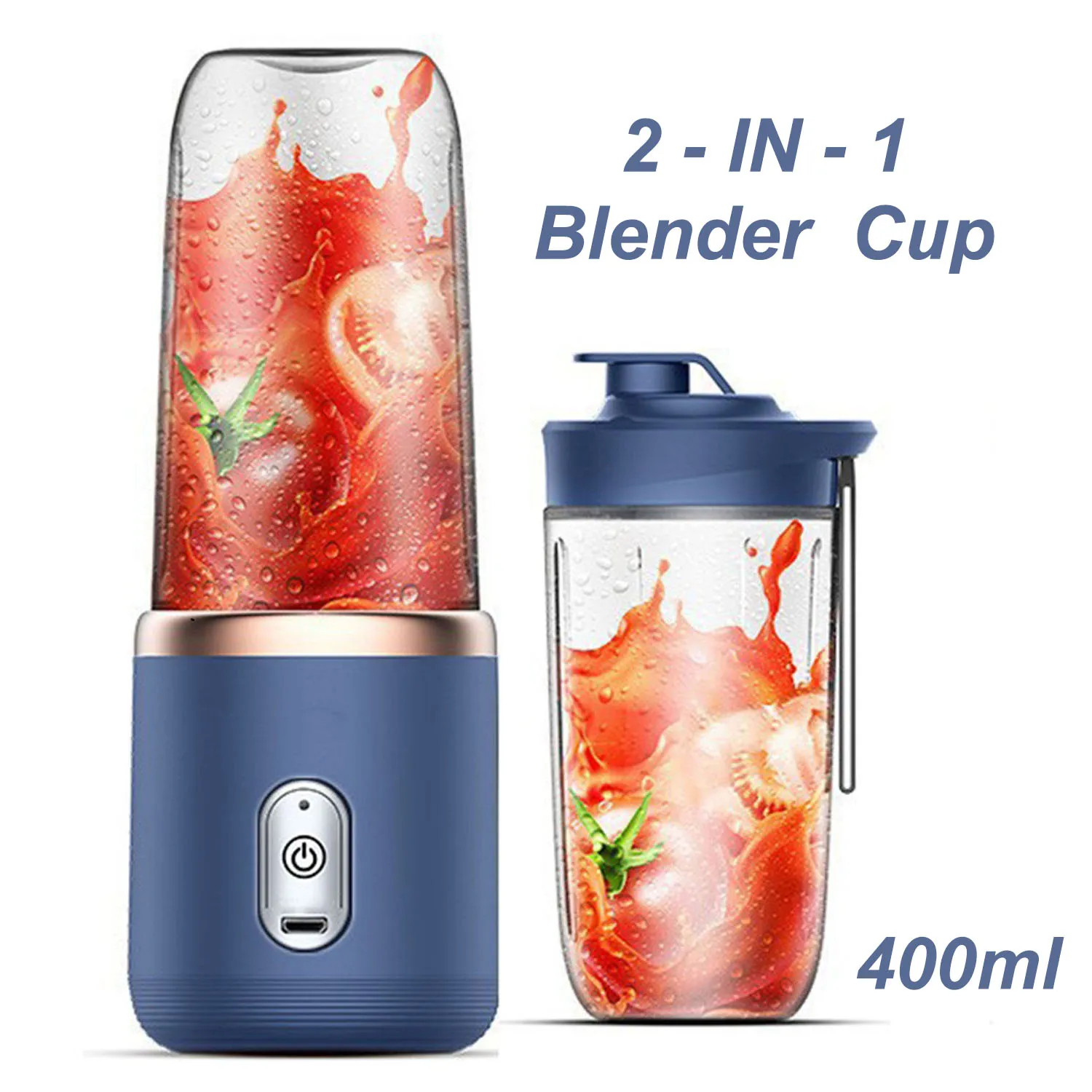 Mini Portable Blender Machine 400ml Fruit Juice Smoothie Blender Cup USB Recahrable Wireless Electric Kitchen Mixer with 6 Blade