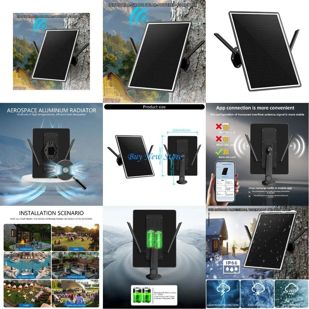 

20CE Solar Panel WiFi Router Outdoor IP66 Waterproof WiFi Extender 4G Solar Router with Card Slot For Outdoor