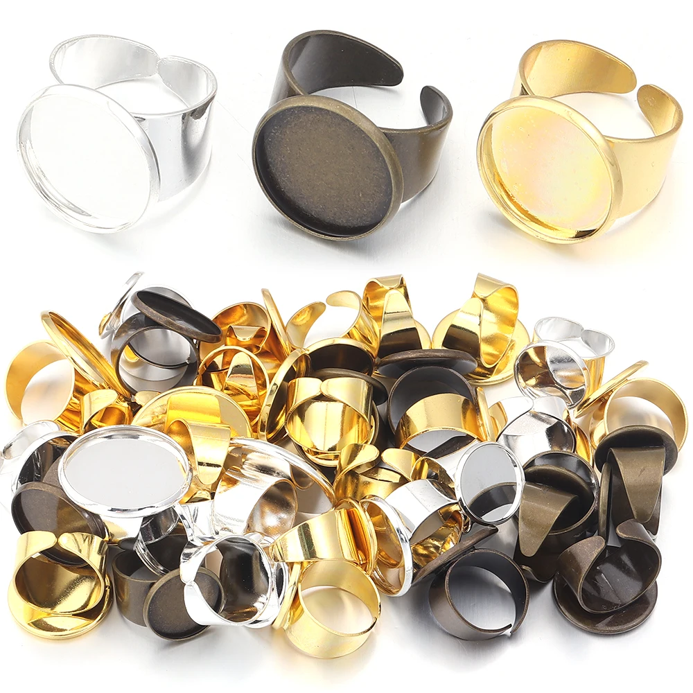 5 teile/los 16/18/20/25mm Kupfer Überzogene Einstellbare Ring Einstellung Blank Tray Basis Für Schmuck Machen DIY Ringe Zubehör Großhandel
