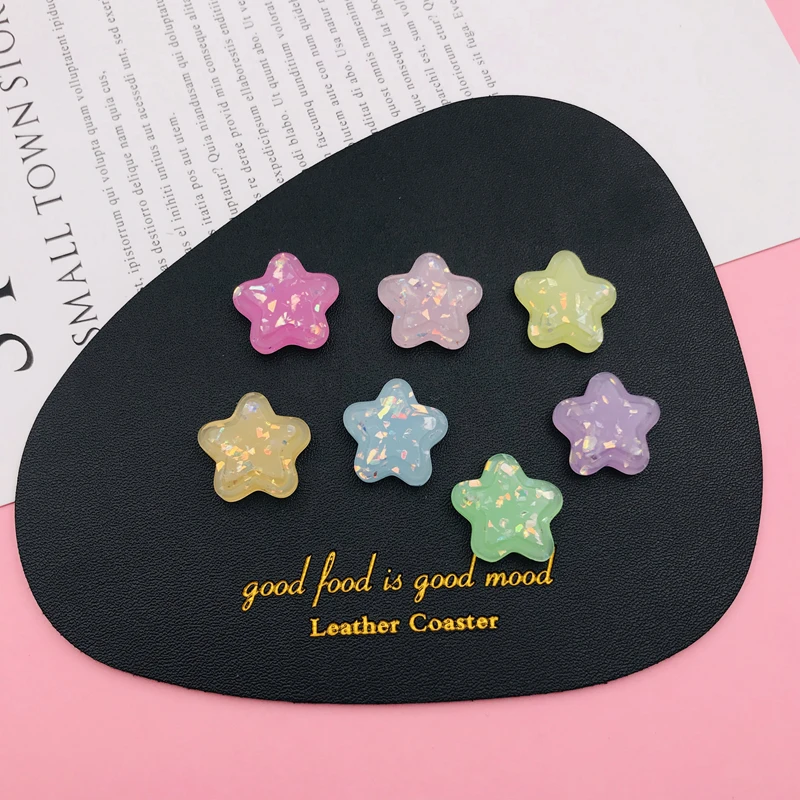 10pcs Resin Hot Colorful New Kawaii Five Star with Shell for Crafts Making, Jewelry Accessory, Scrapbooking, DIY