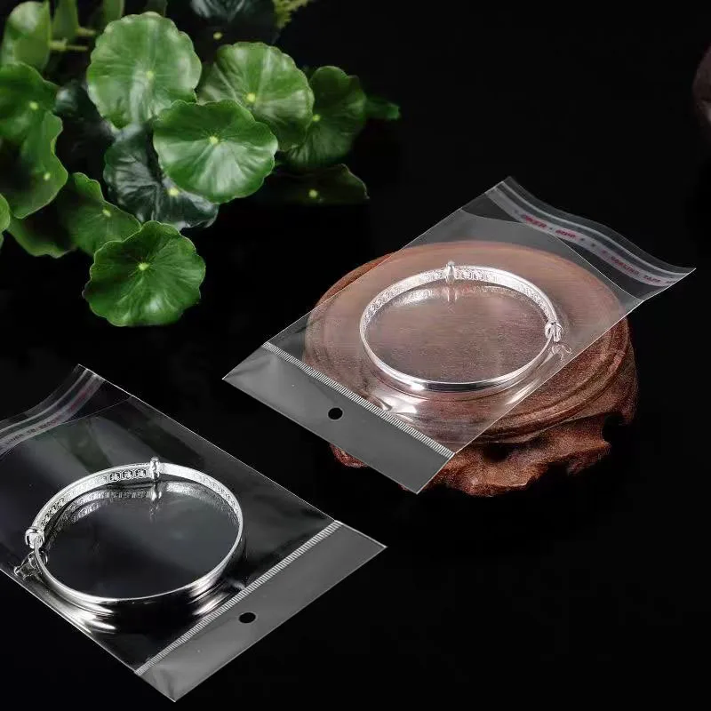 

100pcs Transparent Self Adhesive Bag Plastic Hanging Opp Pouches Seal Gift Bag for Handmade Jewelry Display Retail Packing Bags