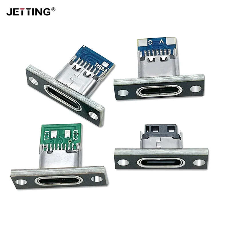 High Quality 1pcs Type-C Female Connector Jack Charging Port USB 3.1 Type C Socket With Fixing Plate