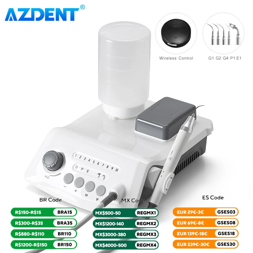 Stomatologiczny skaler ultradźwiękowy skalowanie Perio Endodoncja AZDENT LED odłączana rękojeść Auto woda narzędzia stomatologiczne sprzęt