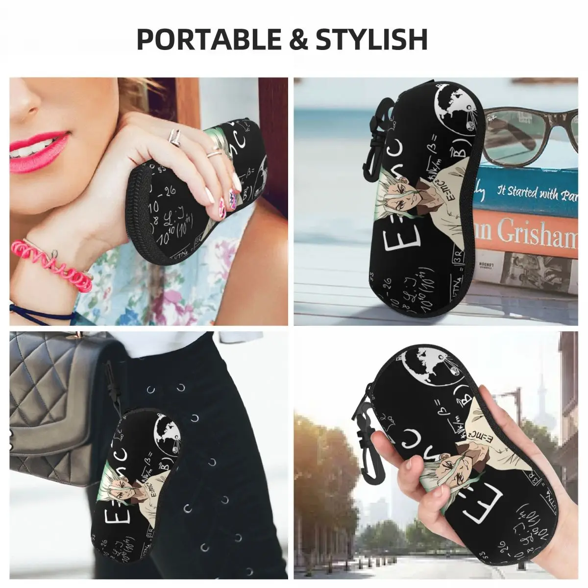 เซนคุ อิชิกามิ ดร.สโตน อะปัน อะนิเมะ เคสใส่แว่นตาแบบพกพา กล่องใส่แว่นกันแดด ผู้หญิง ผู้ชาย กระเป๋าใส่แว่นตาแบบนิ่ม