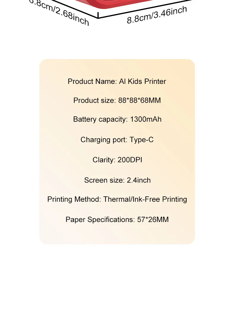Smart AI Voice Mini Thermal Printer with Display Inkless Portable Sticker Maker 6 Modes for Home Office Study DIY Projects