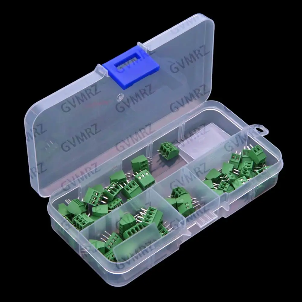 50PCS 2-4P 2P 3P 4P DG308 KF128 terminal blocks 2.54mm pitch PCB screw type kit 2PIN 3PIN 4PIN HJXRHGAL