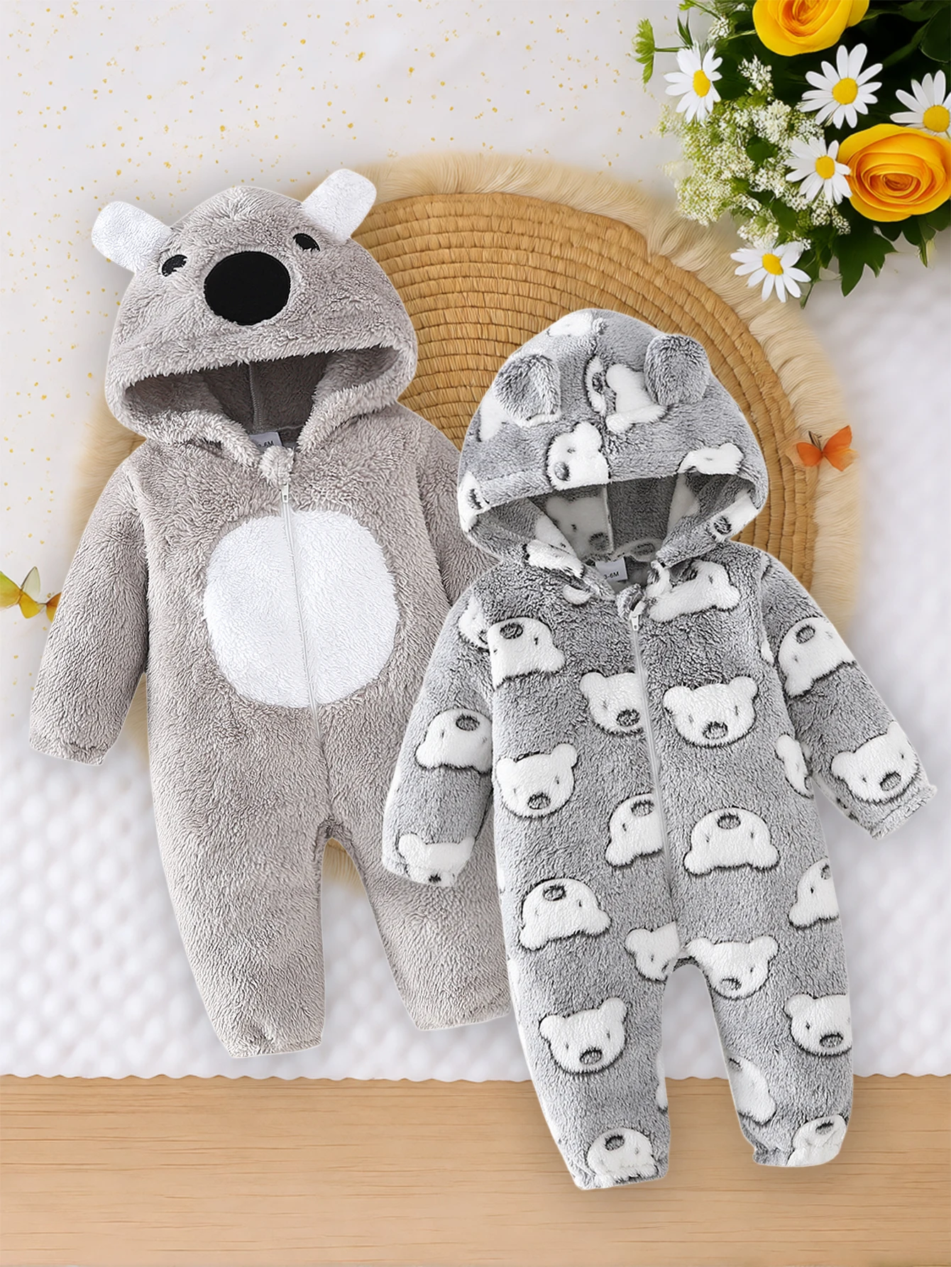 

Плюшевый комбинезон-коала для новорожденных, 1 шт., теплый, осенне-зимний наряд