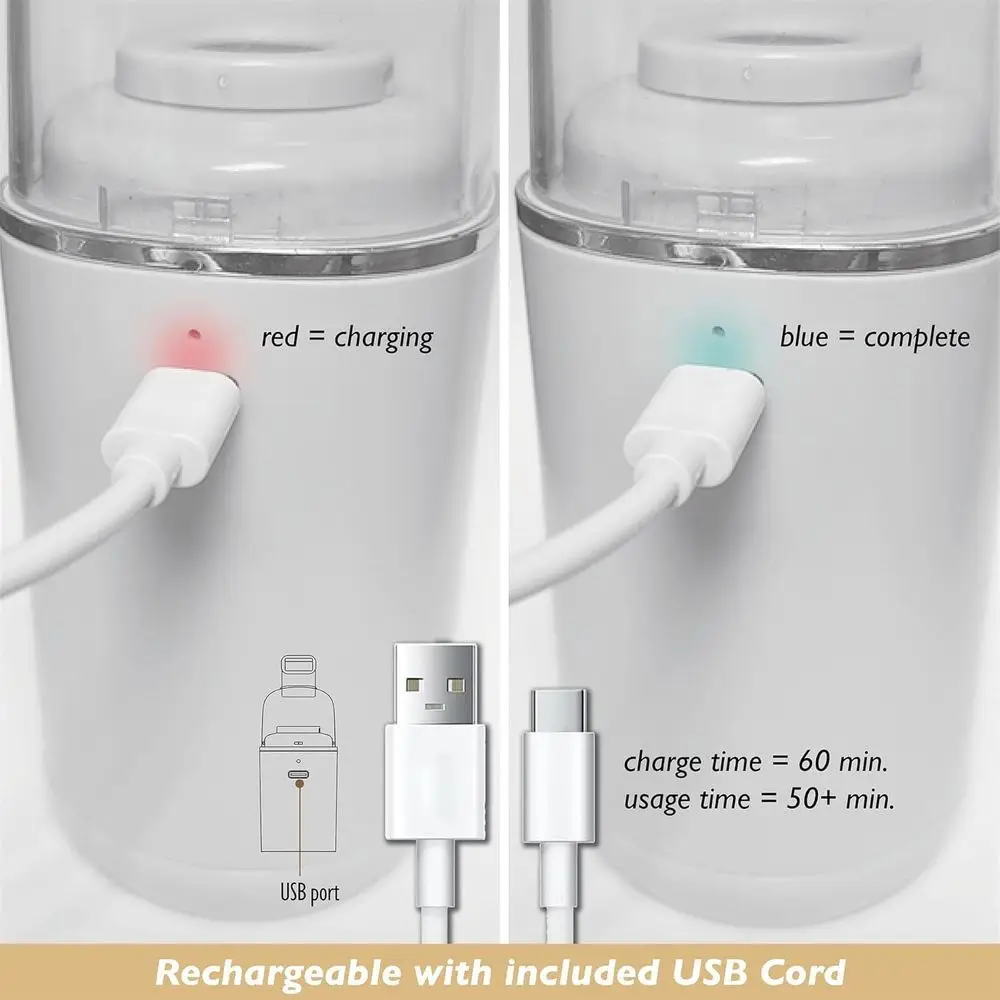 Rechargeable Mini Vacuum - Basic Elements - Quiet 1 Button Operation - 2 Suction Levels - 2 Nozzle Attachments - Great for Beads