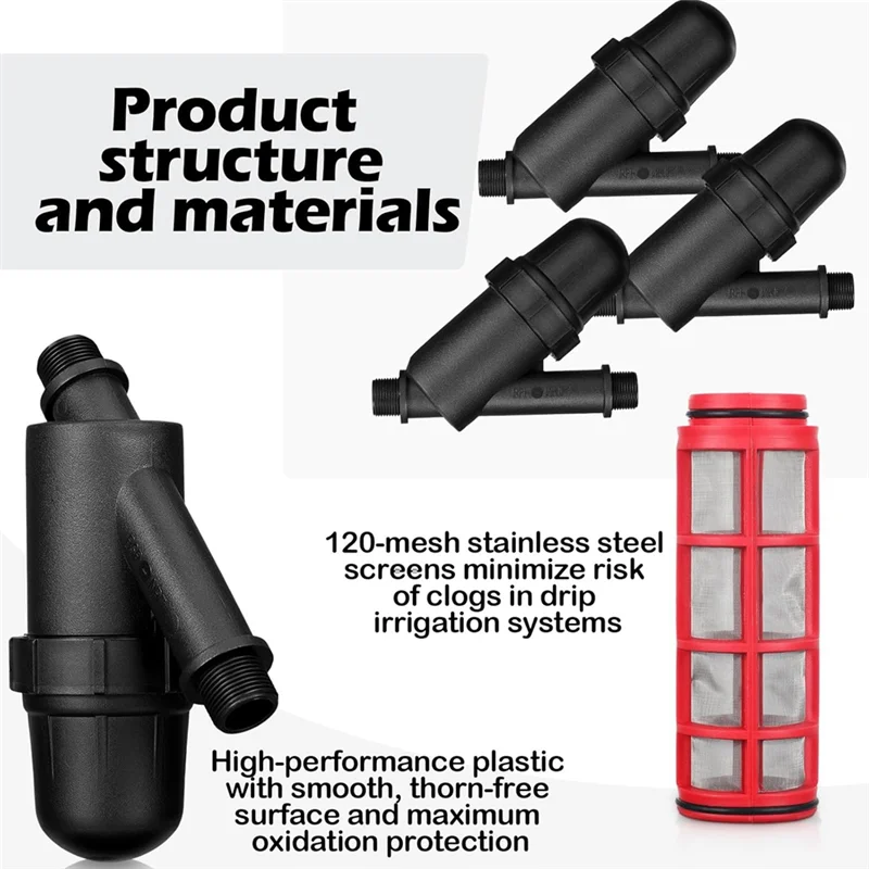 2-Pack Inline Y Filter For Drip Irrigation With Mesh Screen, 3/4