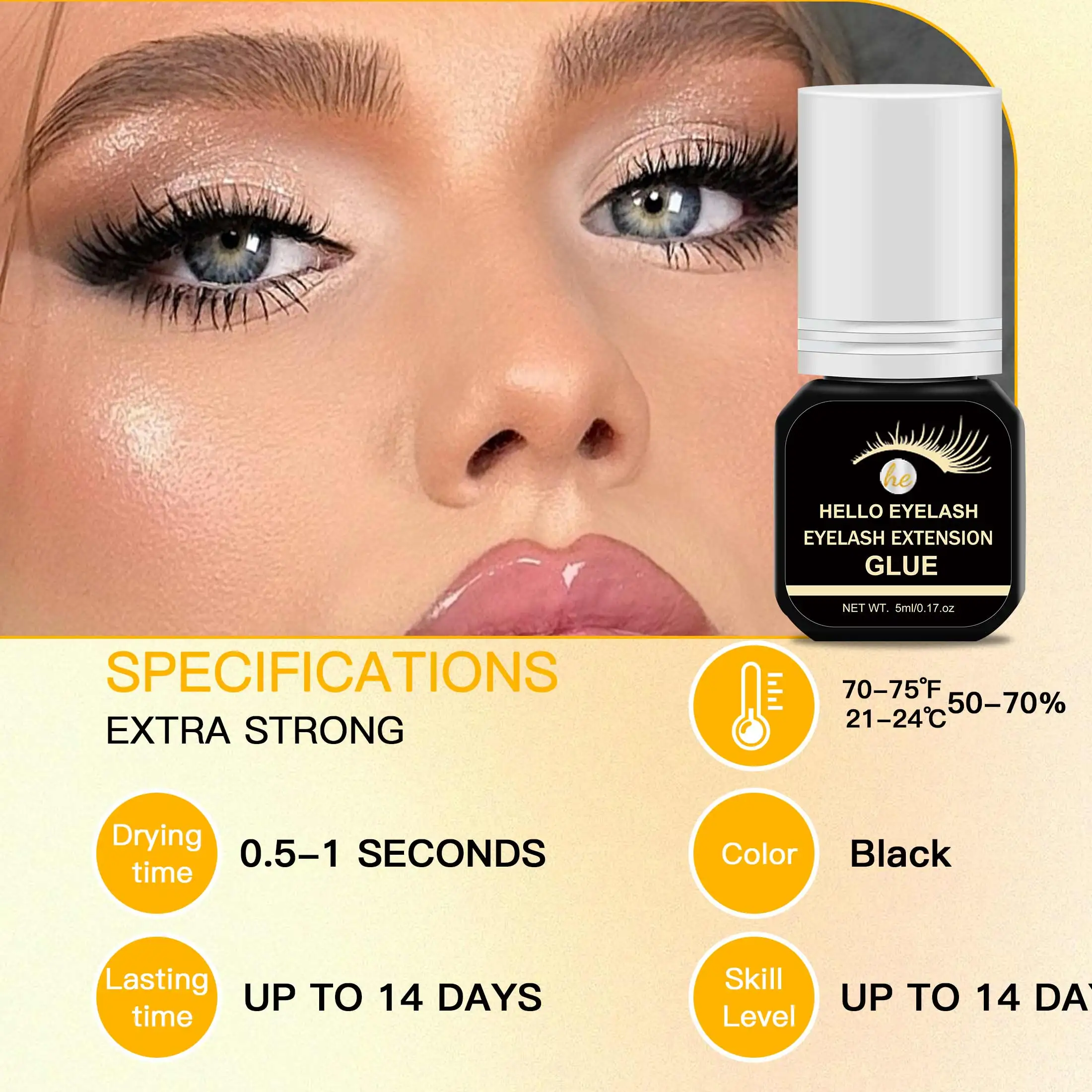 DIY-wimperlijm, langdurig, kan wimpers afvallen houden voor 2-3 weken, geschikt voor thuisgebruik / droogt in één seconde