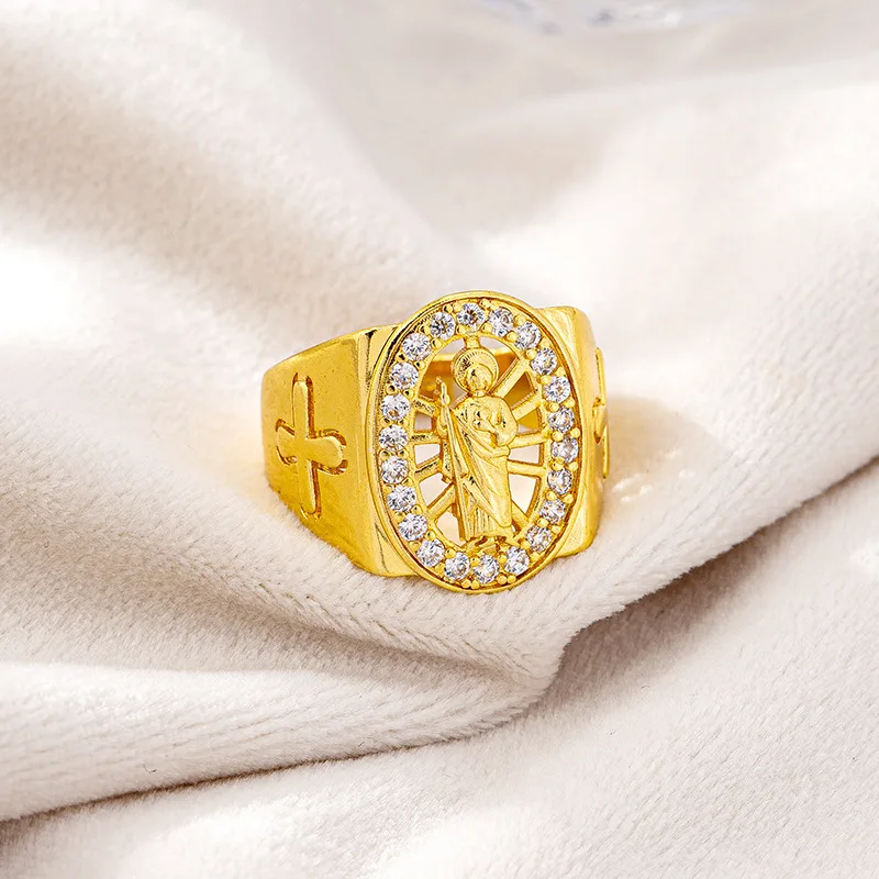 

24K Gold Simple Zircon-Inlaid Open Ring Couple AU999 - 24K gold crafted, AU999 certified, understated sweetness for couples