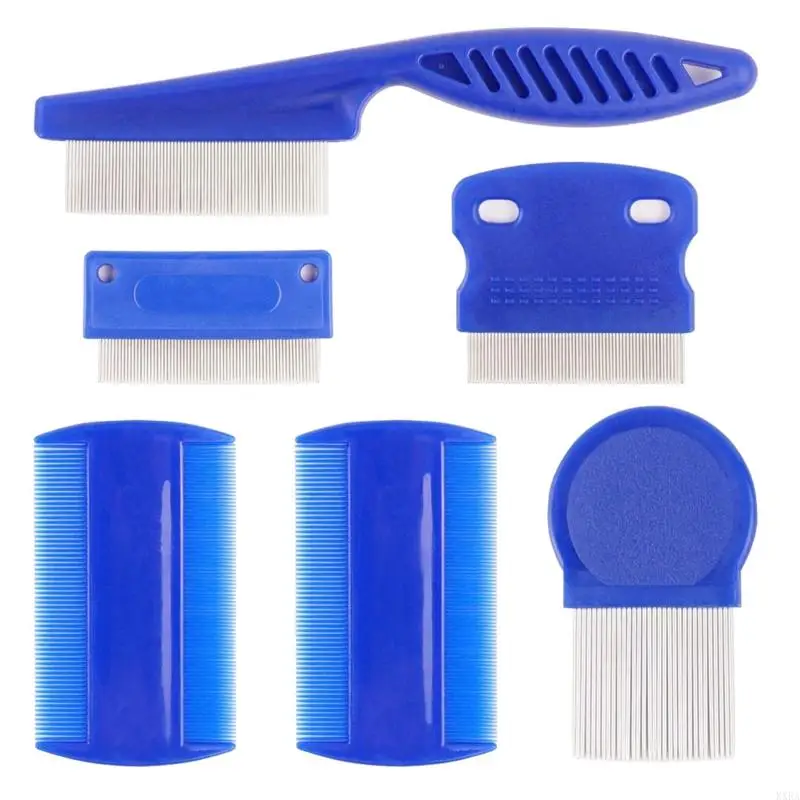 

KXRA 6 Packs Lice Combs Double Sided Flea Comb Hair Grooming with Metal Teeth