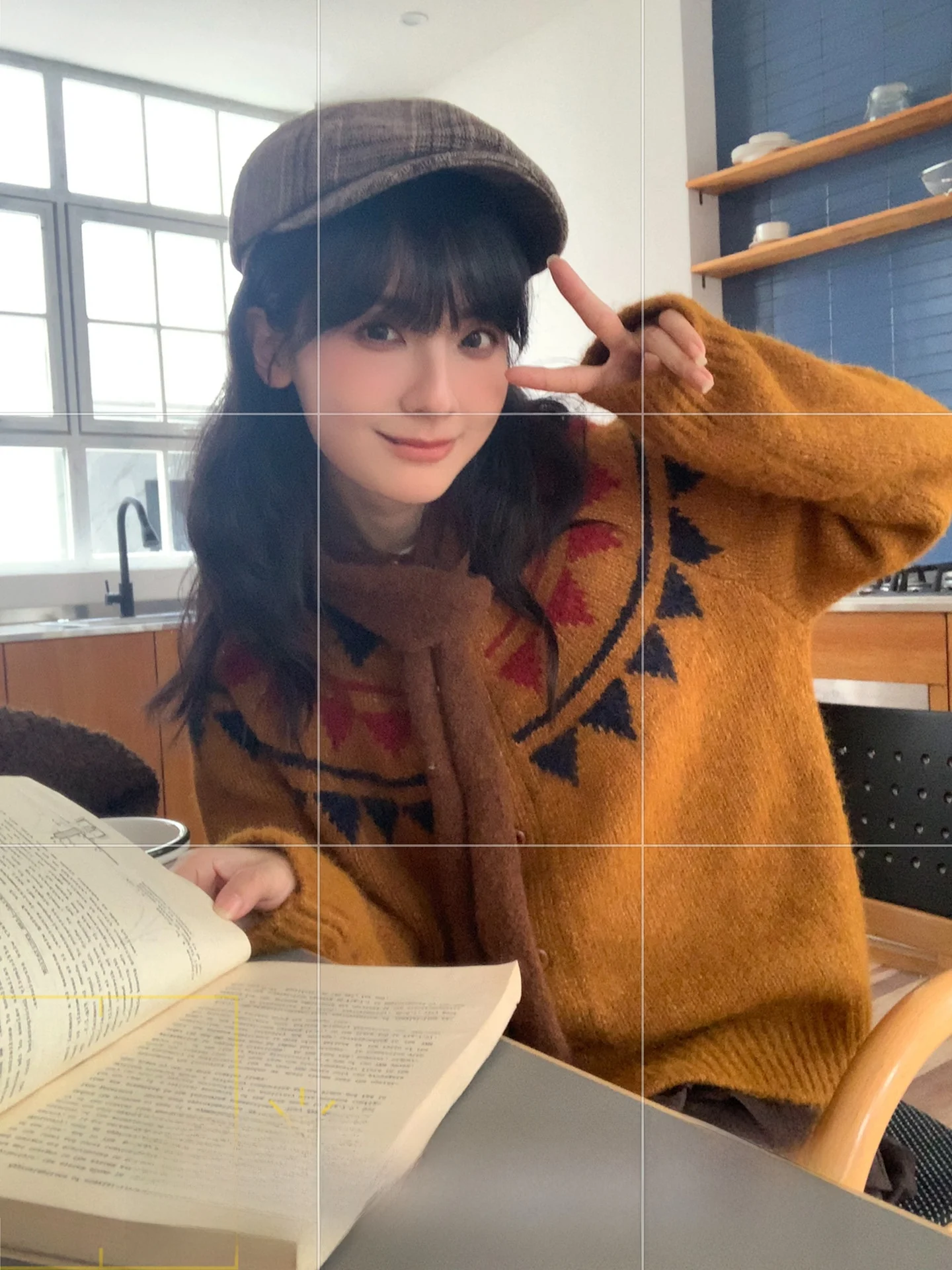 

Diamond Winston Retro Fair Isle Color Blo Knit Loose round Ne Sweater Warm Thermal Polyester Wool Nylon Spandex Blend