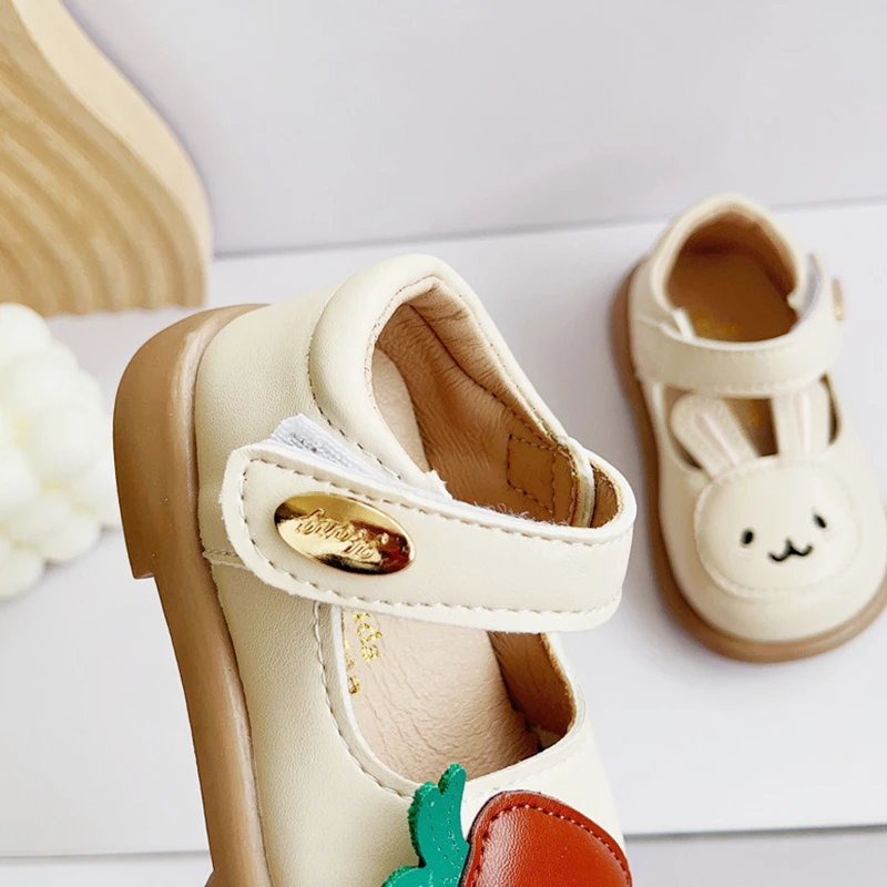 New Girls Princess Leather Shoes Fall Spring Children Cute Rabbit Single Shallow Shoes Kids Toddler Girls Shoes Flats