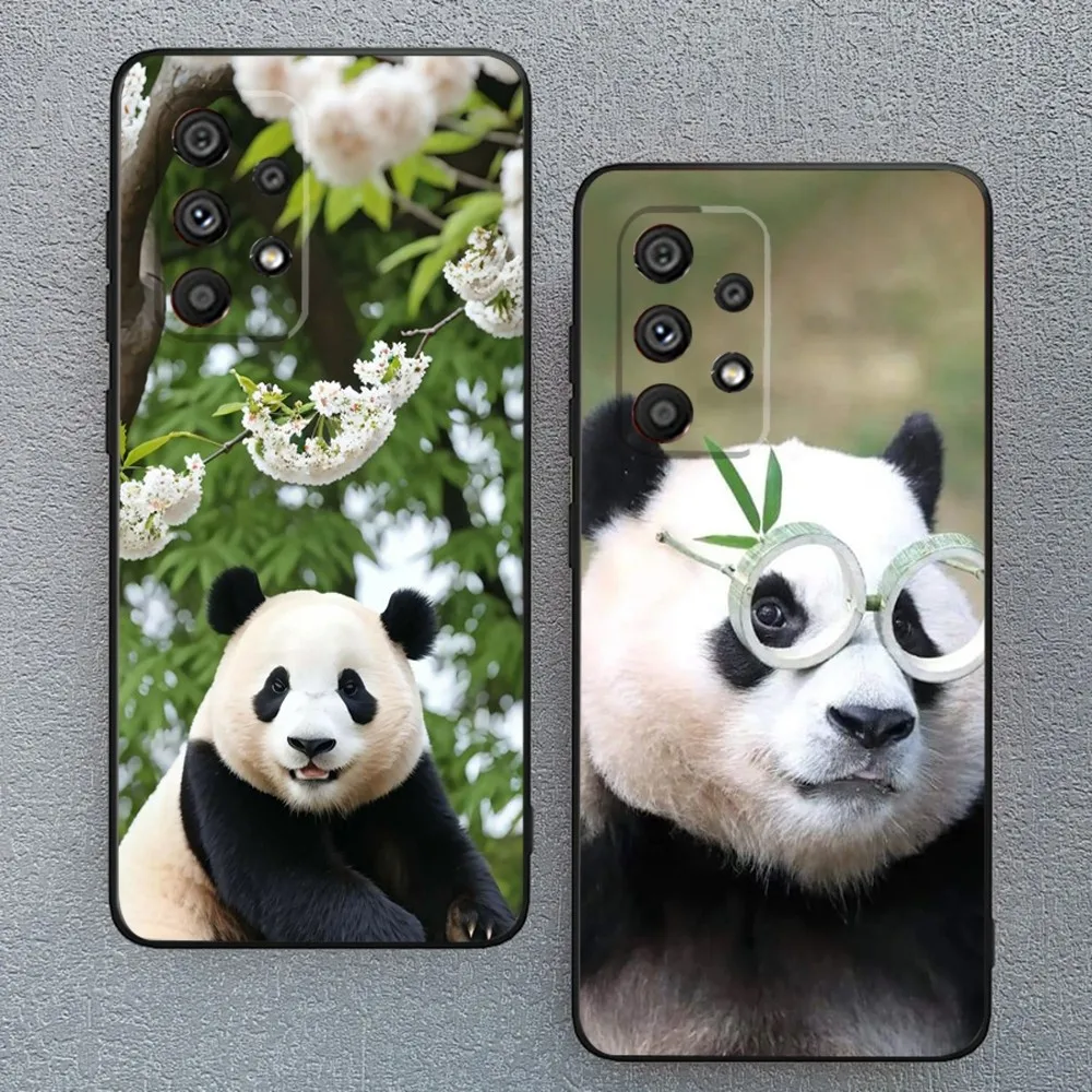 Panda FuBao Phone Case For Samsung Galaxy A13,A21s,A22,A31,A32,A52,A53,A71,A80,A91 Soft Black Phone Cover