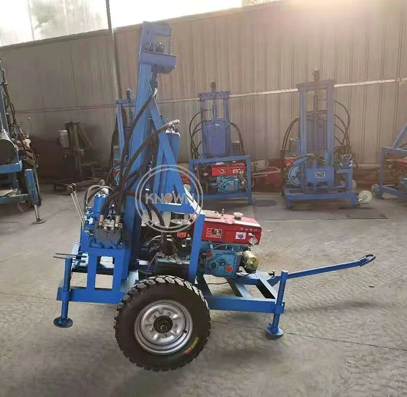 Perceuse de Puits d'Eau Diesel de 8 chevaux, Portable, Succion de Puits Profonds, Plate-Forme de Projection de Trous de Forage avec Cadre de Remorquage