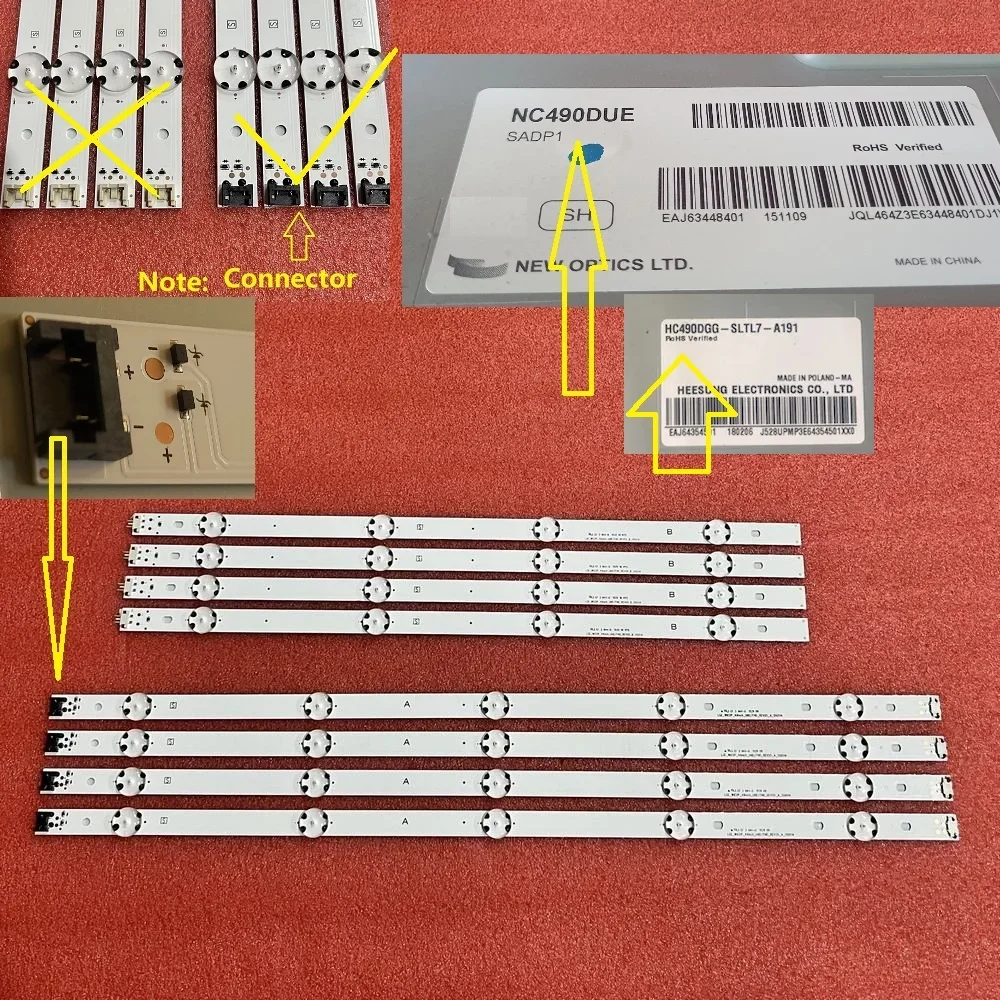 

LED Backlight Strip for TV 49INCH FHD A 49LF510V Screen NC490DUE SADP1 Or HC490DGG-SLTL7-A191