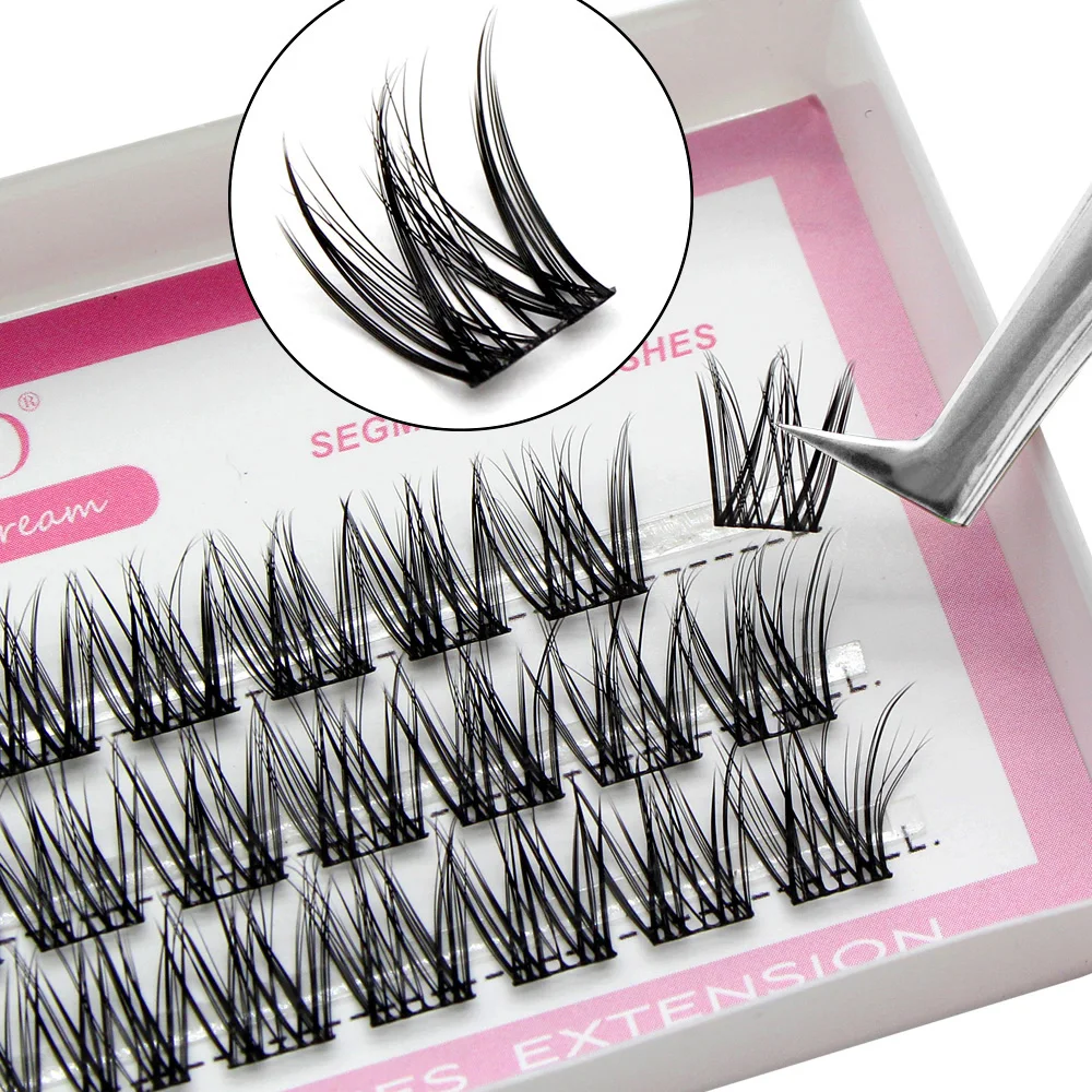 MUYD Super Cluster W Shape DIY Individual Eyelashes Extension Natural Segmented False Eyelashes Mink Lashes Soft 3D Volume