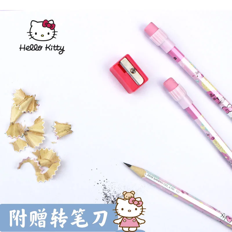 Lápis Miniso Sanrio para Crianças, Anime Hellokittys, Cabeça de Borracha, Lápis Hb, Fingir Aluno, Estudar, Escrever, Lápis de Pintura, Presentes Infantis, 12 pcs/set