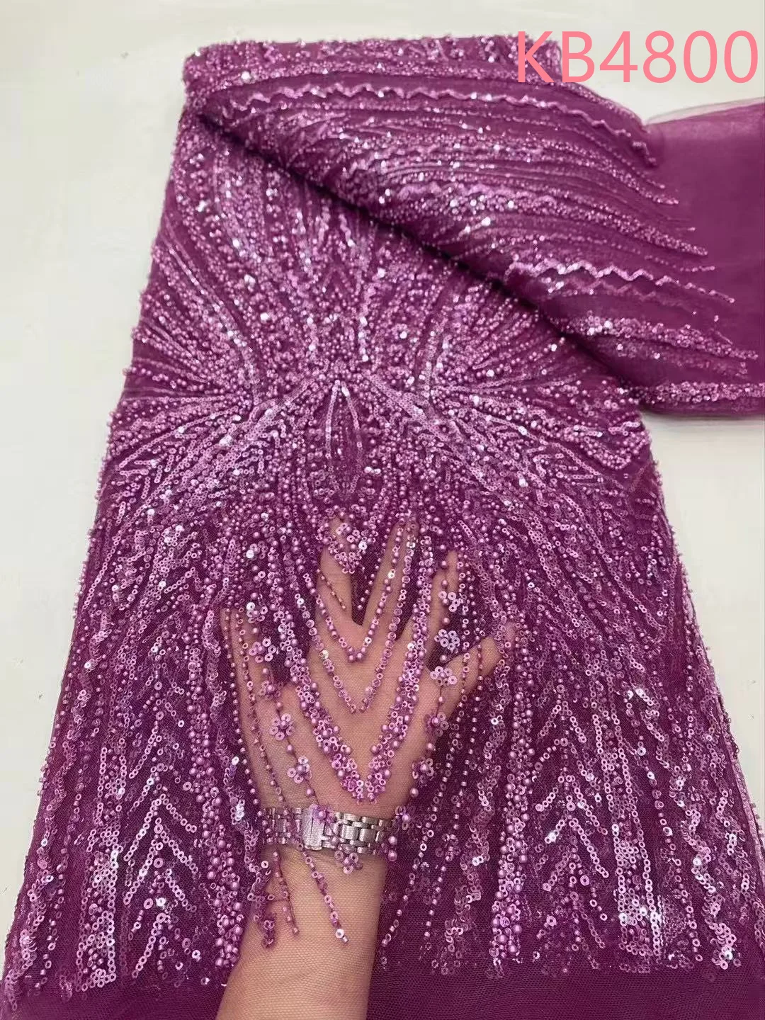 

Африканская фиолетовая, сиреневая, расшитая бисером и блестками, кружевная ткань, мятно-зеленый бисер, тюль, кружевная ткань, вышитая кружевная ткань для шитья KB4807