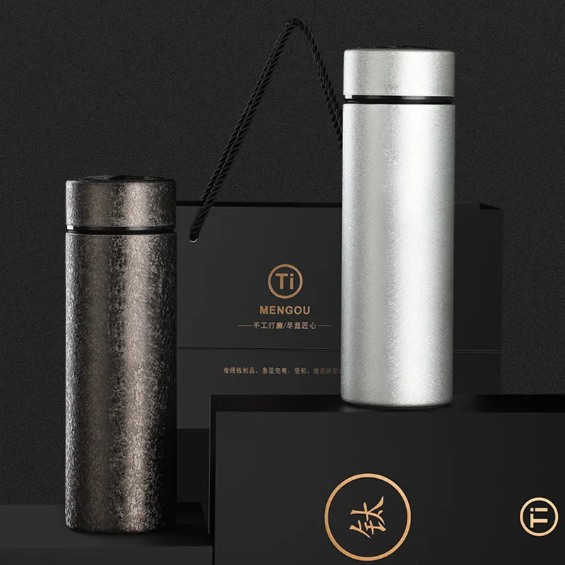 

400MLBusiness THERMOS CUP With Tea Bin,Pure Titanium Liner Vacuum Flasks,Drinkware,Intelligent Display Temperature WATER BOTTLE