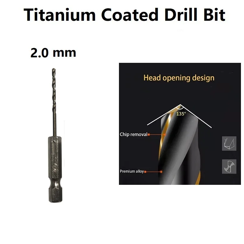 Quality Practical Drill Bit HSS For Aluminium/wood High Speed Steel Replacement Titanium Coated 1.5-6.5mm 1Pcs