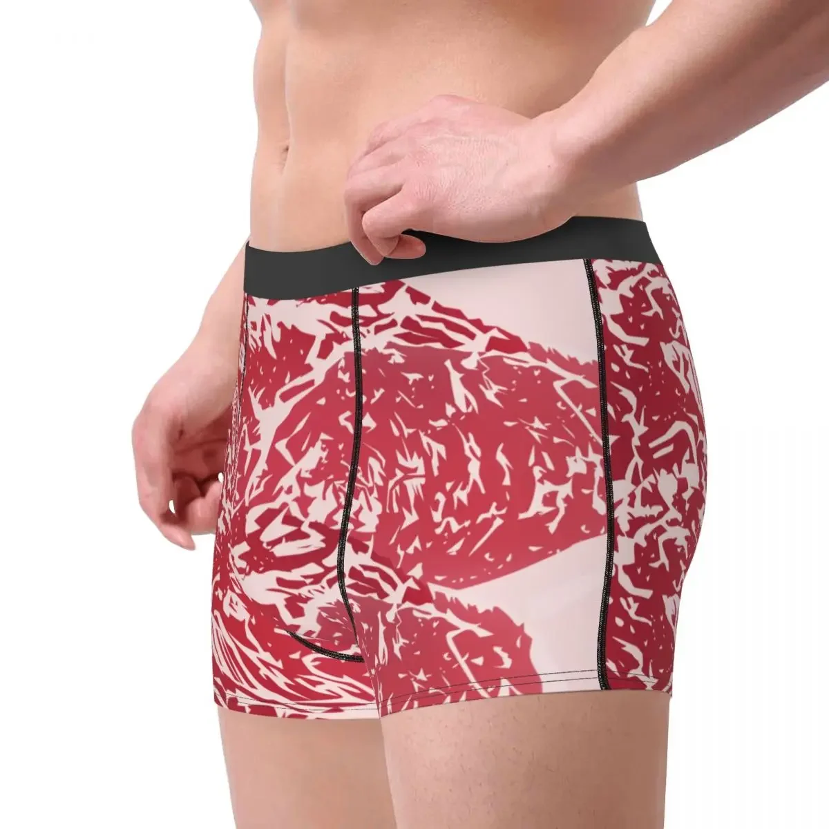 Novelty Boxer Shorts Panties Briefs Men Beef Pork Meat Textures Underwear Soft Underpants for Homme S-XXL