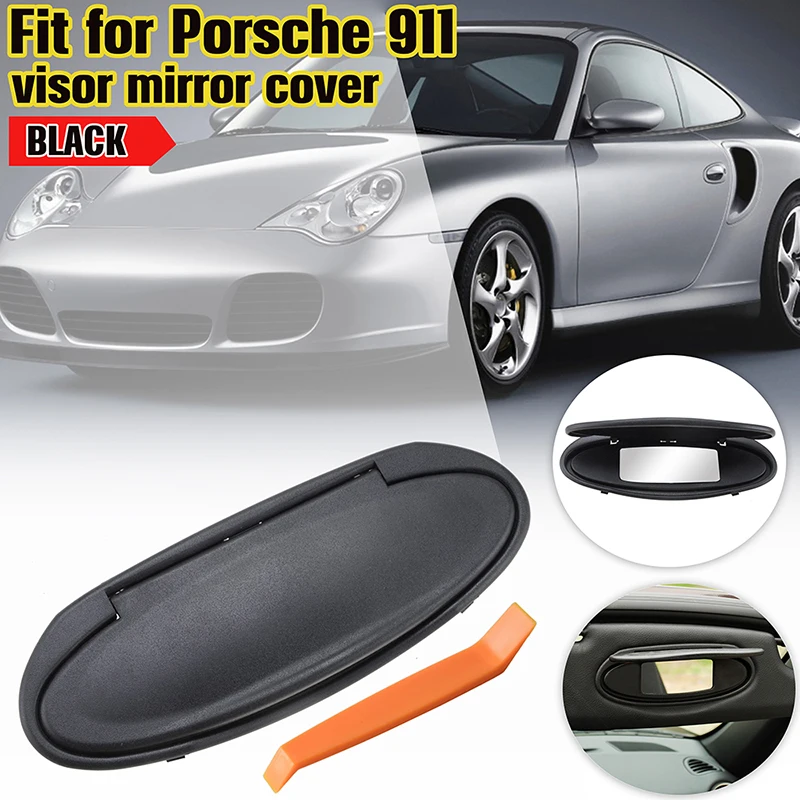 Cubierta negra para espejo de visera, marco de espejo de tocador apto para Porsche 996 997 911 Carrera 986 Boxster 987 Cayman, accesorios reemplazados