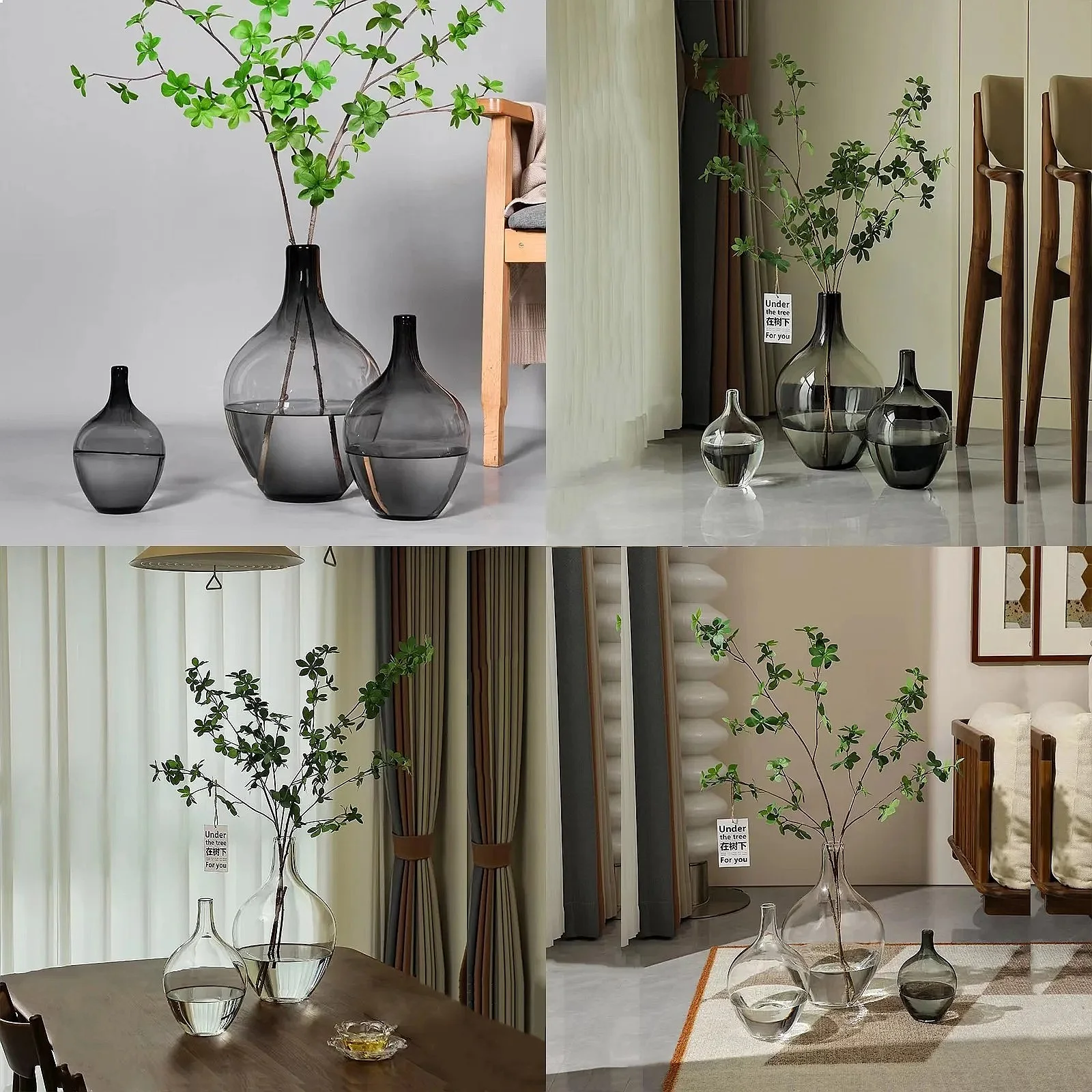 New Big Belly Vase Fashionable Nordic Home Living Room Balcony Flower Arrangement Decoration Transparent Glass Flower Vase