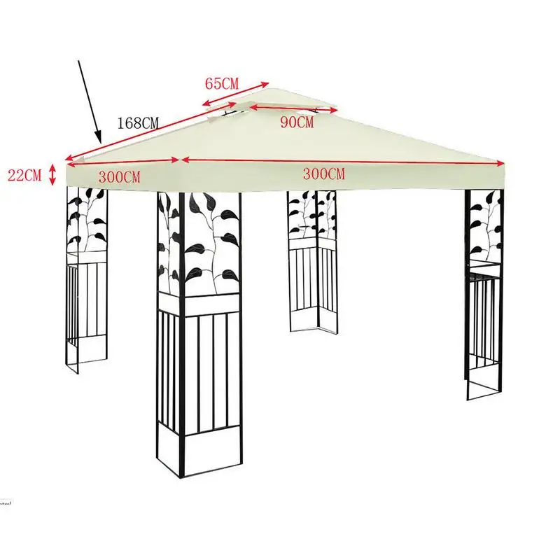 3x3M Waterproof Top Cover Replacement Gazebo Canopy Roof Sunshade Outdoor Cover Sunshade Patio Pavilion Cover