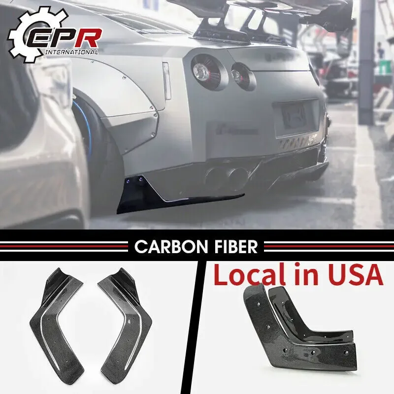 

(Local in USA) For Nissan GTR R35 Carbon Fiber Rear Bumper Spats Splitter diffuser Addon Trim Bodykits 2pcs