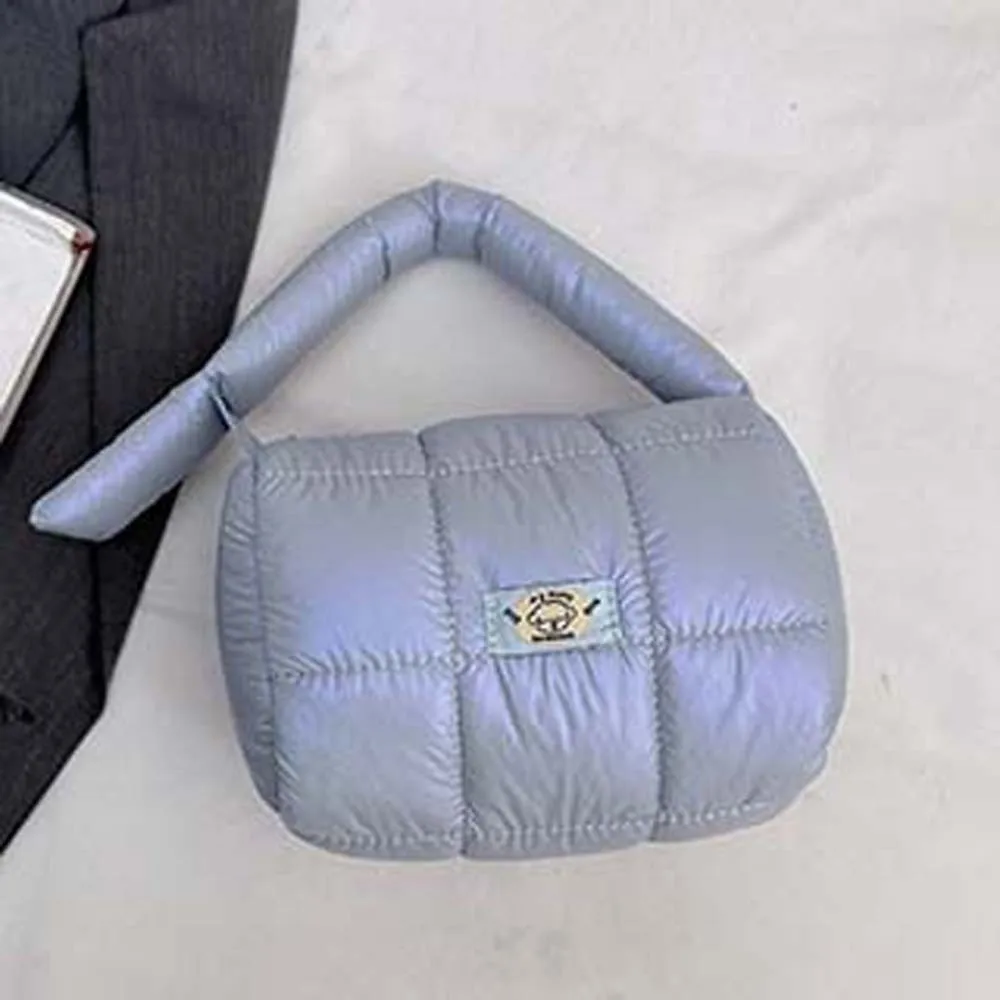 Gesteppte Cloud-Plissee-Gittertasche, großes Fassungsvermögen, leichte, bauschige Tragetasche, Polyester, spritzwassergeschützt