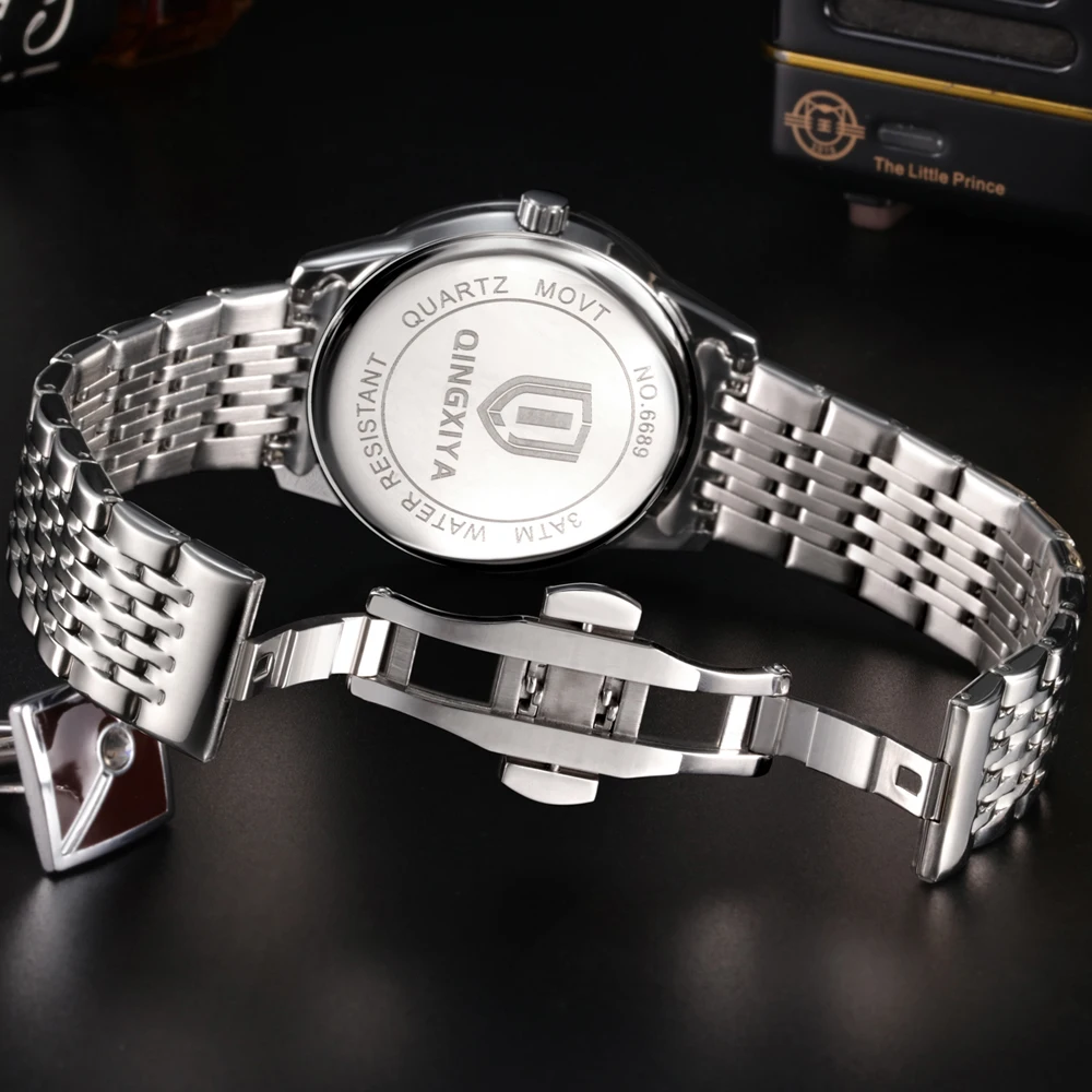 QINGXIYA 2025 nouvelles montres pour hommes horloge d'affaires haut de gamme marque Quartz hommes montre en acier inoxydable étanche montre-bracelet lumineuse