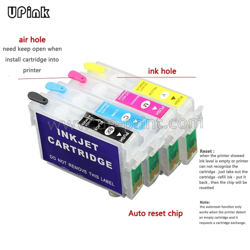 4PCS T1291  refillable ink cartridges for epson SX230 SX235W SX420W SX425W SX430W SX435W SX438W SX440W printer with ARC chip