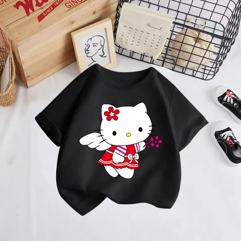 Hello Kitty summer new T-shirt girls children's clothing Girls' clothing top short sleeve sport fashion short sleeve 3-14 years