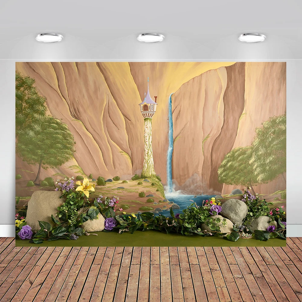 Disney Castle Princess Tangled Rapunzel Backdrop Girl's Baby Shower Celebration Party Princess Birthday Decoration Background