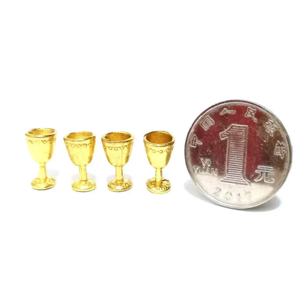 Simulation Wine Glasses Miniature Metal Tableware 8 Pieces for Dollhouse Furniture 1 12 Scale Accessories