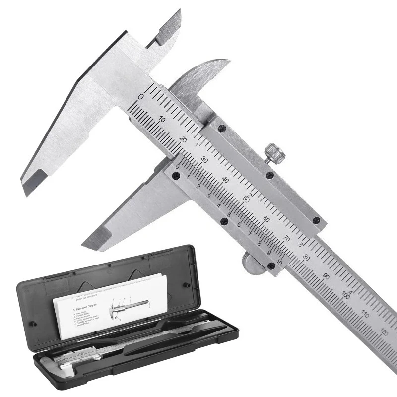 0-150mm Vernier Caliper Measuring Tool Stainless Steel Gauge Sliding Gauge Inside Outside Depth Step Micrometer Accuracy 0.02mm