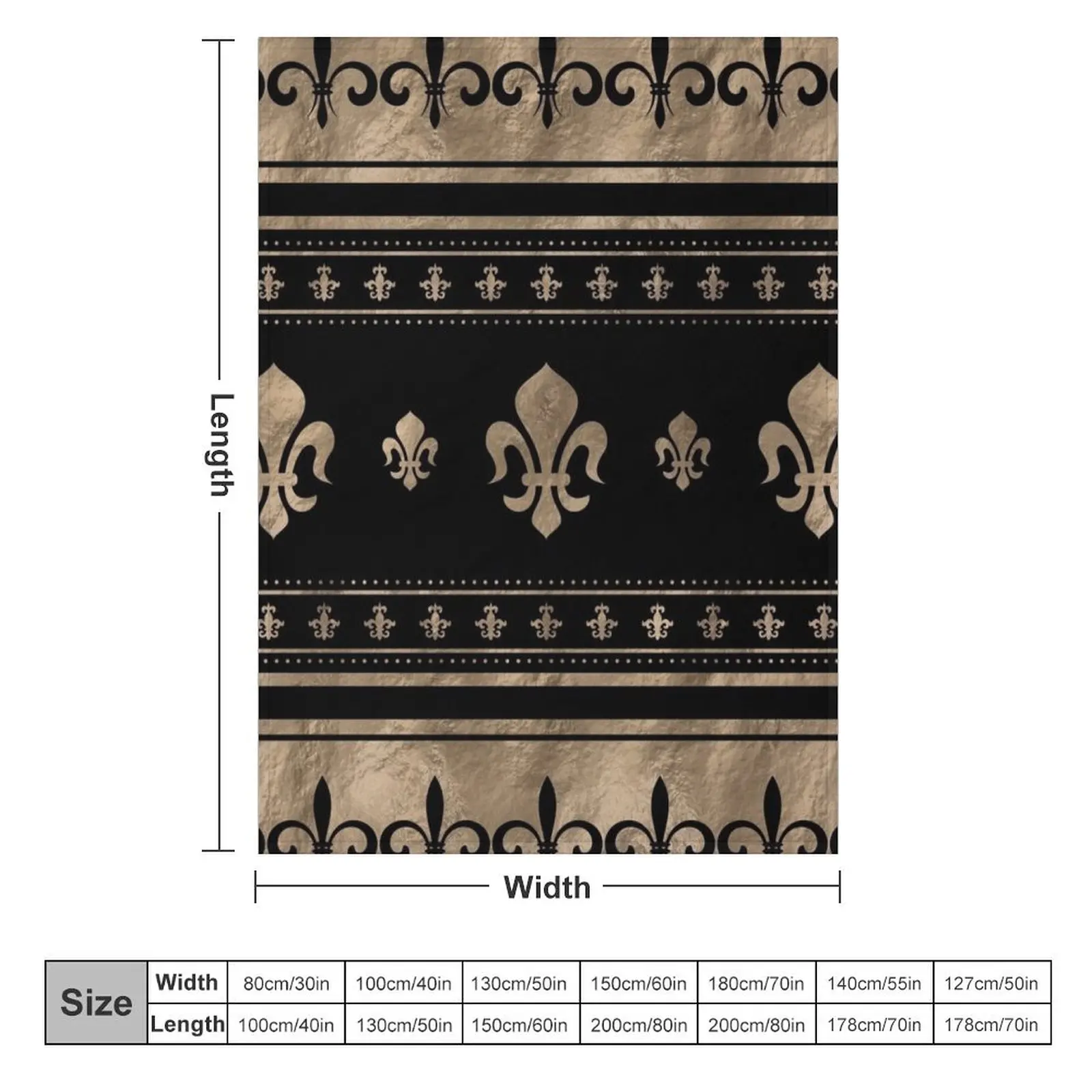 Fleur-de-lis Luxury ornament - black and gold Throw Blanket Decoratives Hairys Luxury Blankets