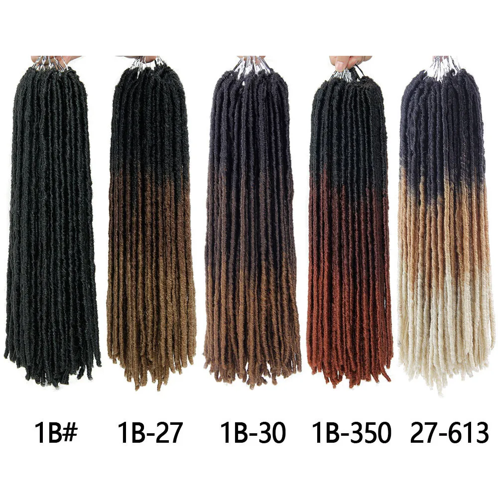 Rechte Faux Locs Gehaakte Vlechten Haar 18Inch Ombre Synthetische Godin Vlechten Vlechten Hair Extensions Afrikaanse Voor Vrouwen