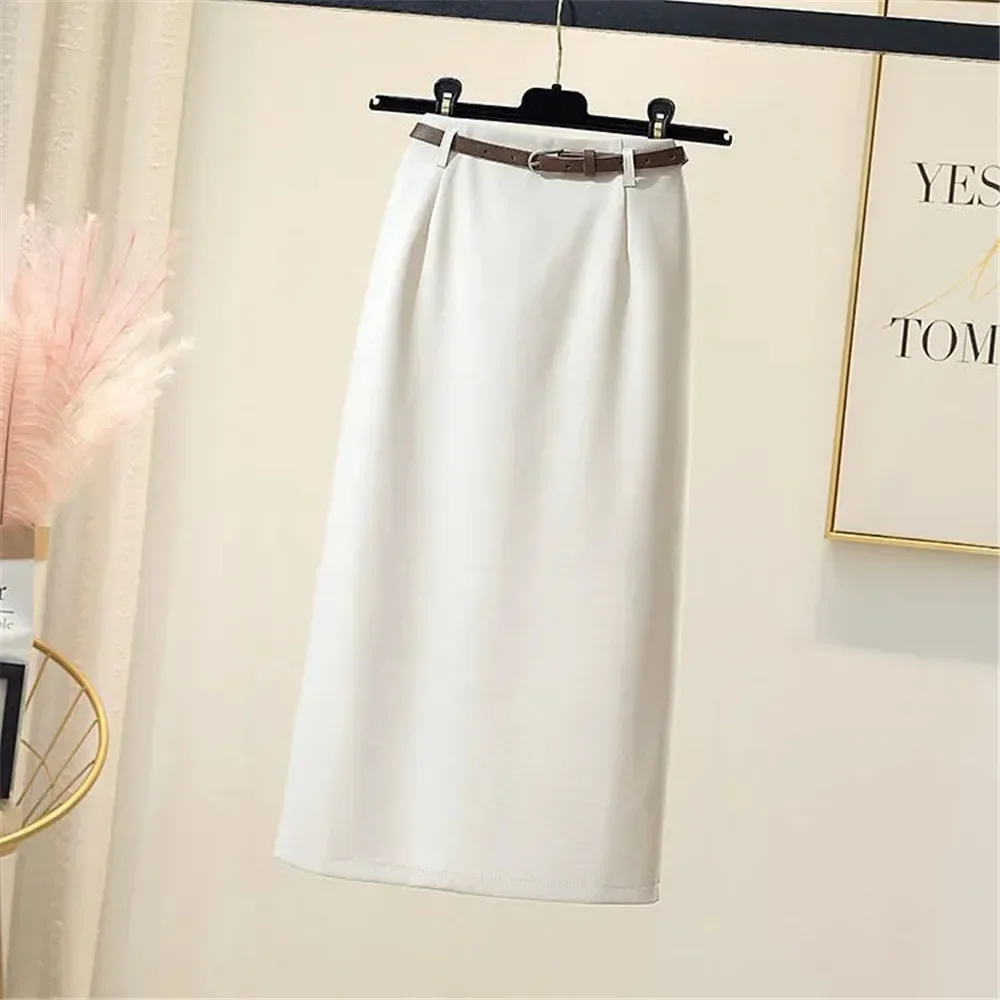 Straight Suit Skirt Female Fashion Simple Solid Color High Waist Mid-Length Tooling Package Hip Skirt Office Ladies A-Line A337