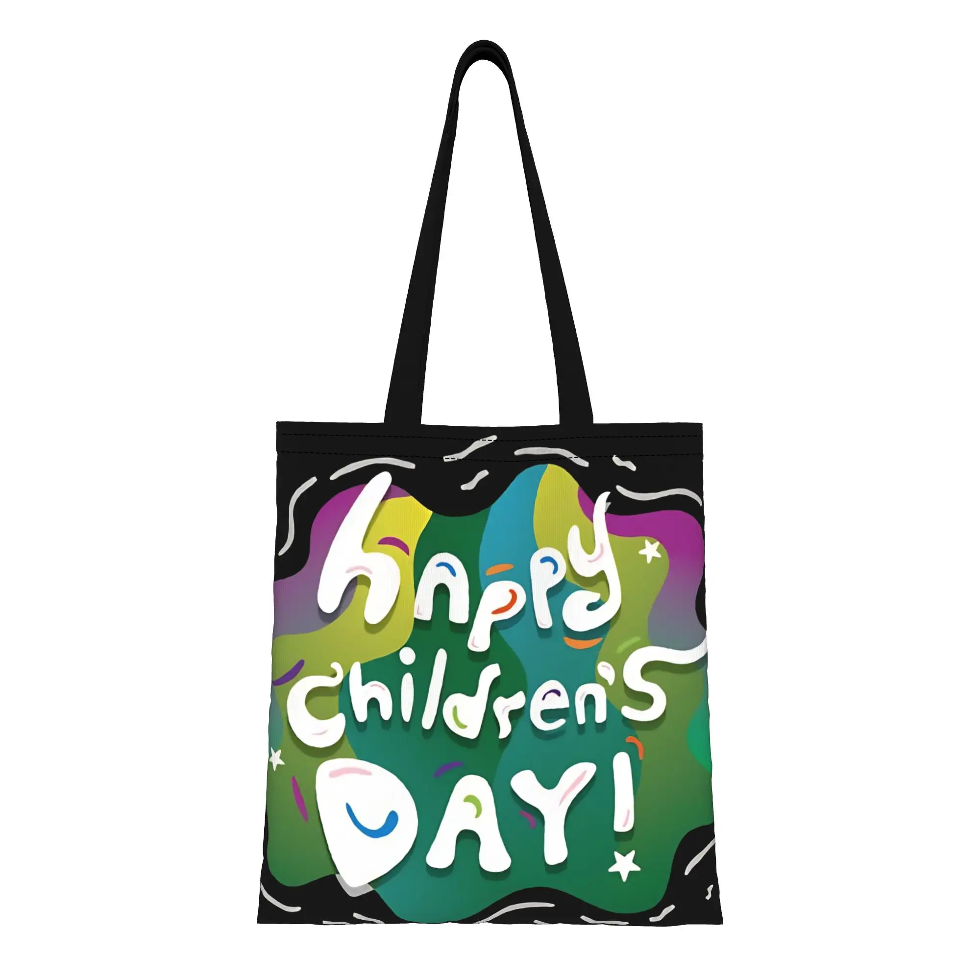 

1PC Kids Play Day Canvas Tote Bag Children's Day Canvas Tote Bag Perfect for Shopping Grocery Travel & Outdoor