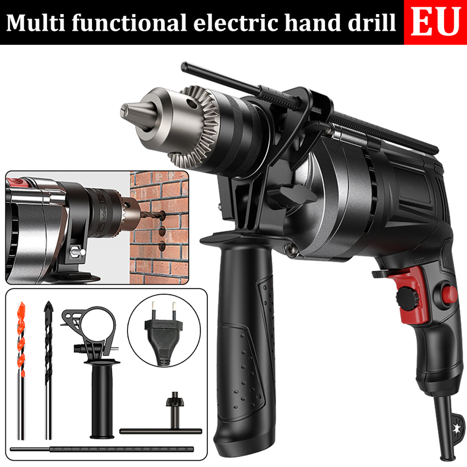  AC 110V/220V EU/US Plug Multifunction Electric Drill Powerful Impact Drill Electric Hammer Infinitely Variable Speed Power Tools